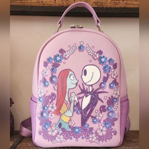 Loungefly Nightmare Before Christmas Jack Skellington and Sally Floral Mini Back